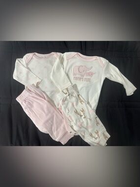 chick pea Baby Girls Pink and White Elephant matching pair